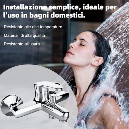VOLTIX Wall Mounted Bathtub Tap, Chrome Bathtub Mixer Tap with Modern Design for Elegant Bathrooms