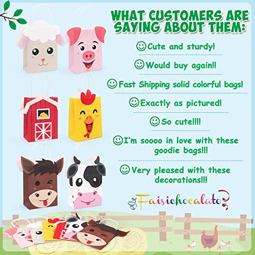 Kreatwow 12er Pack Farm Animal Party Taschen – Baumwoll-Goodie-Beutel Für Kindergeburtstag & Baby-Shower