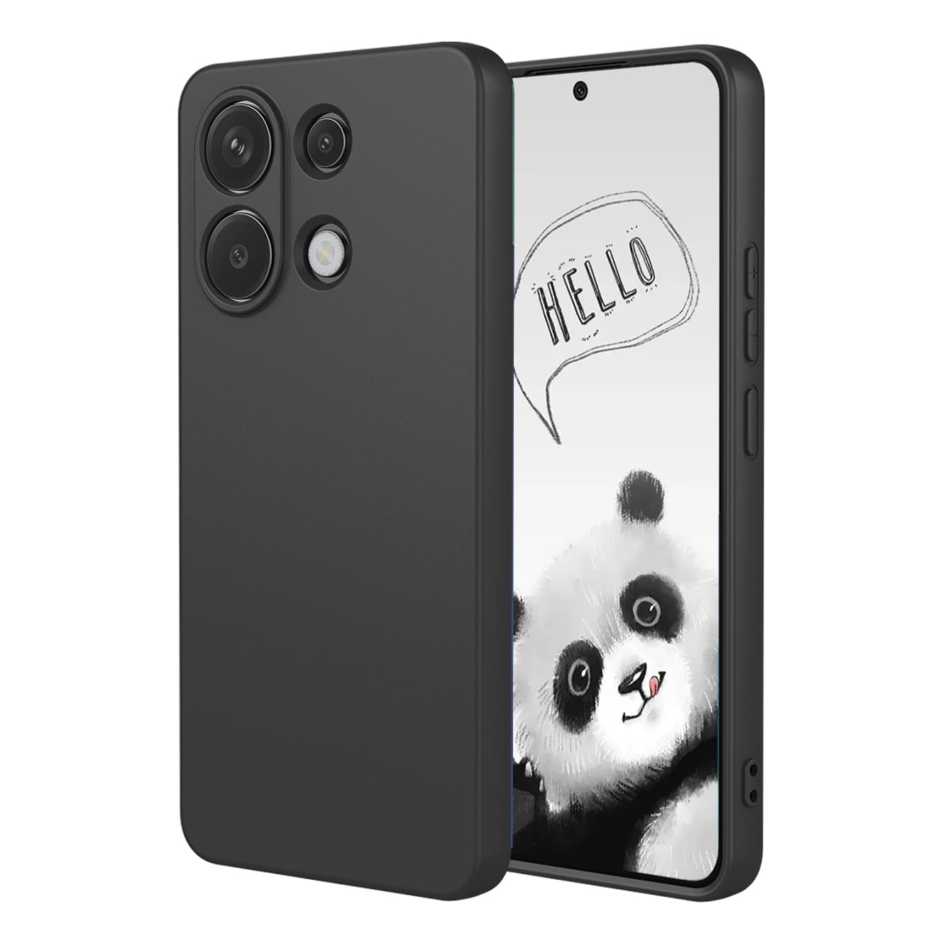YUECXIN Case for Xiaomi Redmi Note 13 4G, Ultra thin Liquid Silicone Silky Soft Touch Cover, with Microfiber Lining Shockproof TPU Bumper Rubber Girls Women Case. Black