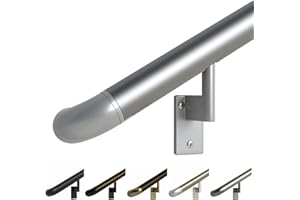 Promenaid 5ft Handrail Kit – Silver, Made in Canada – Indoor/Outdoor Aluminum Stair Railing, 1.6'' Round – Includes 3 Pivotin