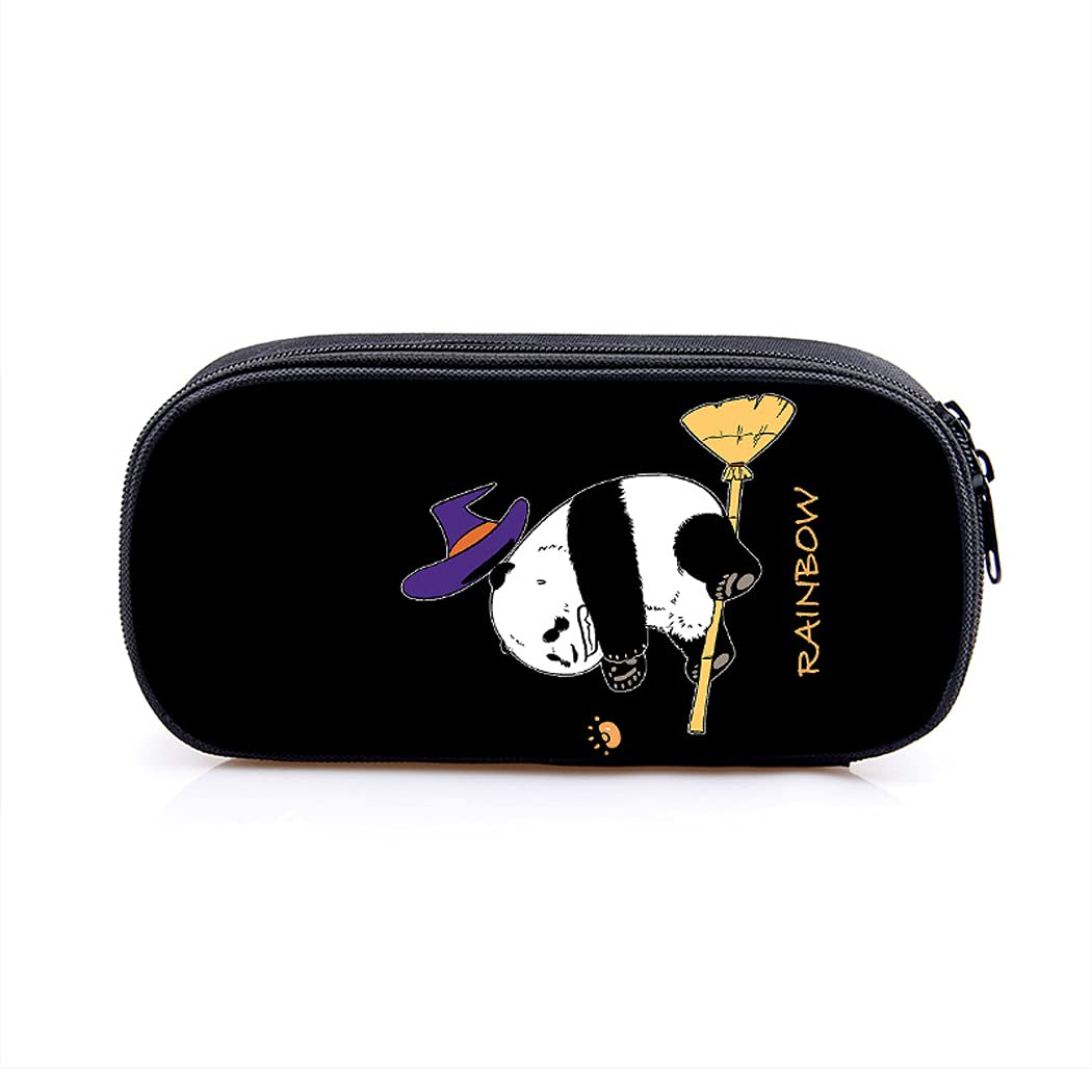 Abcsea 1 Piece Panda Portable Pencil Case, Large Capacity Pencil Case, Pen Case Large, Bag Pouch with Zip for School Students and Office (Black)