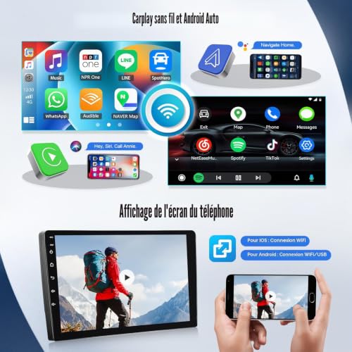 SIXWIN 4GB+64GB Android 15 Car Radio for Renault Clio 3 2005-2014 with CarPlay Android Auto Mirror Link - 9 Inch Touch Screen Car Radio WiFi Bluetooth 5.0 FM/RDS 32EQ USB with Rear View Camera | Android 15 4GB + 64GB, Wireless CarPlay Android Auto Mirror Link, WiFi, GPS, Bluetooth 5.0, 32EQ