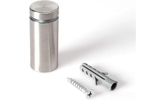 OUTWATER Stainless Steel Standoff 3/4 Inch Diameter x 1-1/2 Inch Barrel Length Brushed Finish for PVC, Glass and Acrylic Sign Stand Off Wall Anchors and Screws 48 Piece Small Store Pack