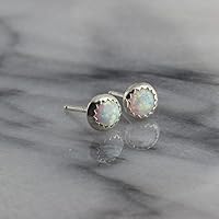 Silver Stud Earrings, Opal Stone Silver Studs 4mm