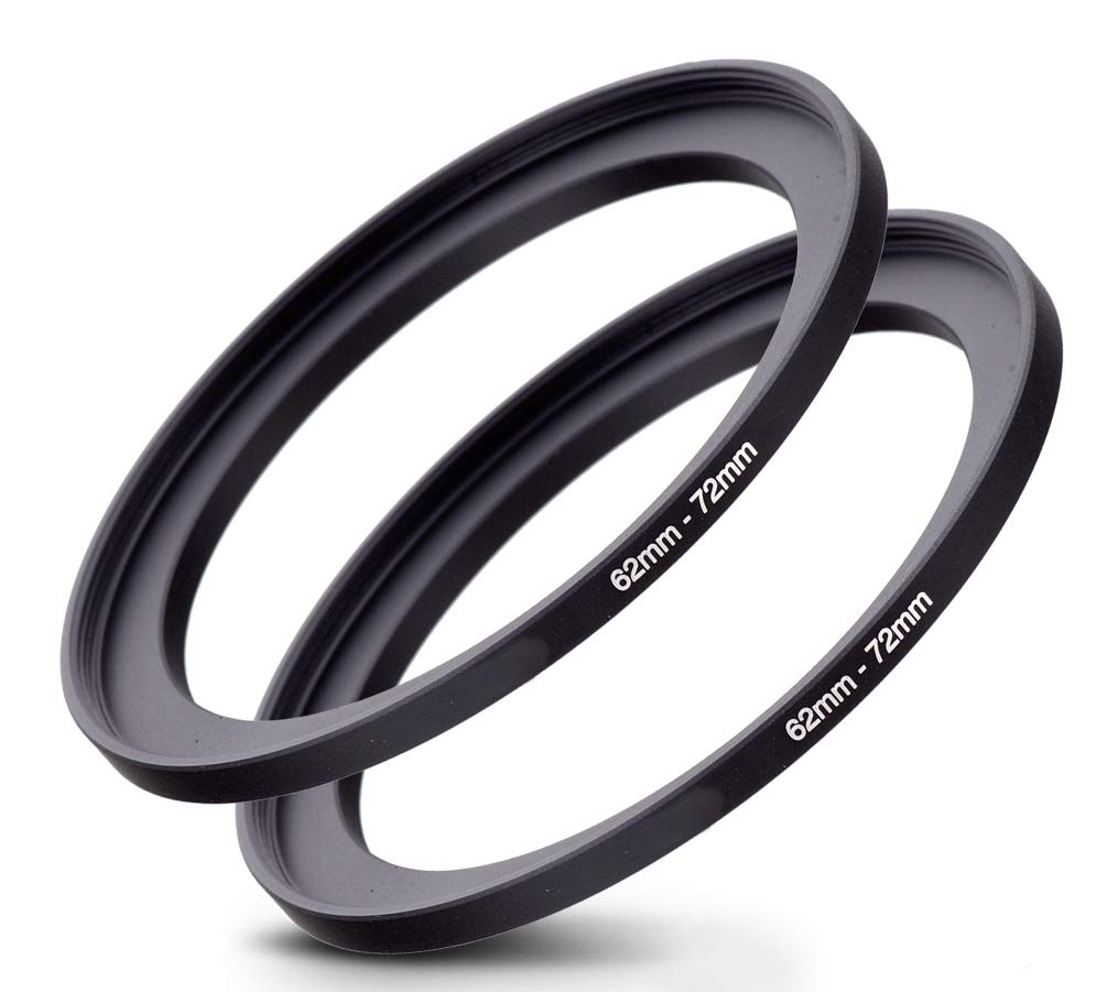 62mm-72mm Step Up Ring [62mm Lens to 72mm Filter], FANZR Camera Lens Filter Adapter Ring Lens, Premium Aluminum (2 Pack)