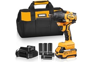 EWORK 21V Brushless Cordless Impact Wrench 1/2 Inch - 775 Ft-lbs High Torque, 4.0Ah Battery & Fast Charger, Compact Power Tool for Automotive, Truck, SUV Heavy-Duty Jobs