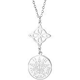 LIKGREAT Witches Knot Necklace Tetragrammaton Pendant Pentagram Necklace Mystical Religious Symbol Celtic Knot Wicca Protection Amulet Jewellery for Women