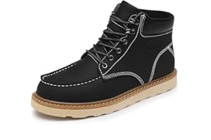 LUODENGLANG MENS Work Boot High-tops Slip Resistant Protective Leather Shoes Outdoor Sports Fluffing Warm Shoes In Winter Cotton-padded Shose.