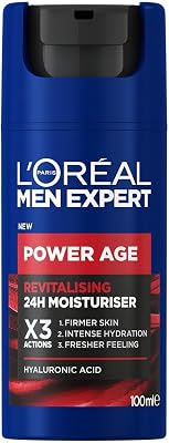 L'Oréal Paris Men Expert, Crema Rivitalizzante Power Age, 24H Idratazione, Con Acido Ialuronico, 100 ml