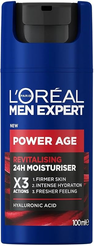 L'Oréal Paris Men Expert, Crema Rivitalizzante Power Age, 24H Idratazione, Con Acido Ialuronico, 100 ml