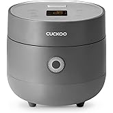 CUCKOO Micom Rice Cooker 3-Cup Uncooked / 6-Cup Cooked with Nonstick Inner Pot, Small Rice Maker with 8 Menu Options, Fuzzy Logic Technology, Auto Clean, Quick Rice Mode, Gray (CR-0375FG)