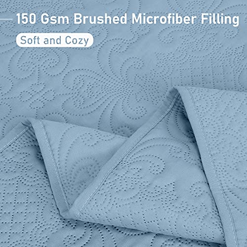 TAOCOCO Queen Quilt Set Spa Blue Bedspread,Lightweight Queen Bed Coverlet,Bed Decor Coverlet Set Comforter Bedding Cover for All Season-3 Pieces (Includes 1 Quilt, 2 Shams)