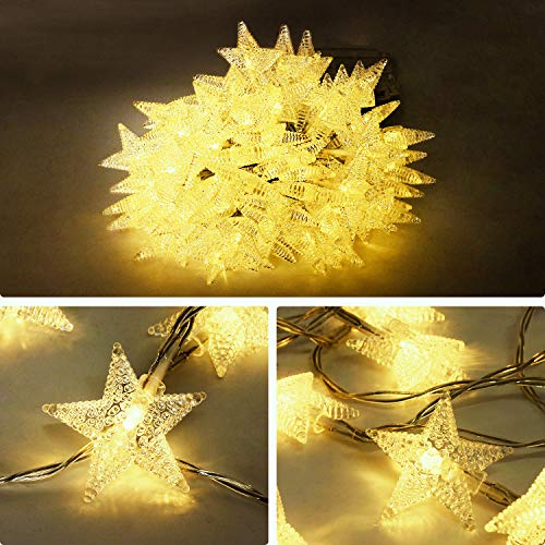 HOMVAN Star Lichterketten USB-betriebene Lichterketten, 5M 40 LED dekorative Beleuchtung für für Weihnachten Halloween Hochzeit Zimmer Dekoration Party Garten(warmes Weiß)