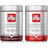 illy Intenso Ground Espresso, Dark Roast, 100% Arabica Coffee Blend (2 Pack Variety)