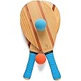 HOLYKING Wooden Beach Striped Paddle Game Sets, Tennis Racket Outdoor Sport Games