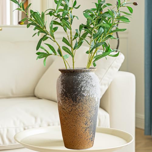 COTYNI RUSTIC CERAMIC FLOOR LARGE VASE FOR FARMHOUSE DECOR, POTTERY CLAY TALL TERRACOTTA VASE FOR FLOWERS, POTTERY VASE FOR LIVING ROOM DECOR, SHELF, MANTEL DECORATION, WEDDING HOUSEWARMING GIFT