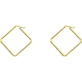 Hoop Earrings for Women - 18K Gold Plated Copper Minimalist Jewelry, Hypoallergenic Lightweight Design Fashion Statement Accessories for Daily Wear & Gifts