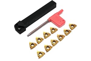 Maizoon CNC Lathe Threading Turning Tool Set SER1212H16 Insert Holder + 10pcs 16ER AG60 Carbide Inserts + T15 Wrench Lathe To