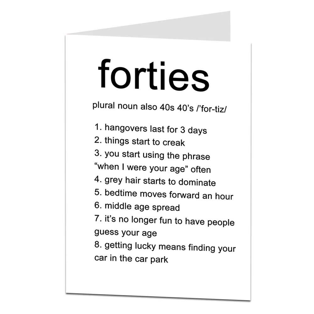 Funny 40th Birthday Card For Men Women 40 Today Joke Humour