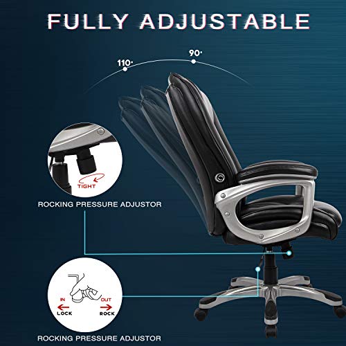 RIMIKING Office Chair Ergonomic Desk Chair PU Leather Computer Chair