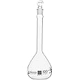 Eisco - 100mL Volumetric Flask, Class A, ASTM-E288 Borosilicate Glass, Tolerance ±0.080mL, Solid Glass Stopper, Blue Graduation, Precision Laboratory Measuring Glassware