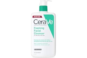CeraVe Foaming Facial Cleanser, Daily Face Wash for Oily Skin, Hyaluronic Acid + Ceramides + Niacinamide, Fragrance Free & Paraben Free, Non-Drying Oil Control Face Wash, 19 Fluid Ounce