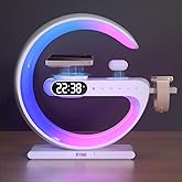 RYND 2026 Magnetic 5 in 1 Speaker Alarm Clock with Wireless Charger, Bedside Lamp with Adjustable Night Light, Gift for Family/Friends(White)