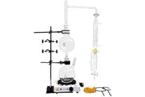 CHERISH XT New Essential Oils Extraction Apparatus Glass Steam Distillation Lab Glassware Kit Water Distiller Purifier- Borosilicate Glass 1000ml