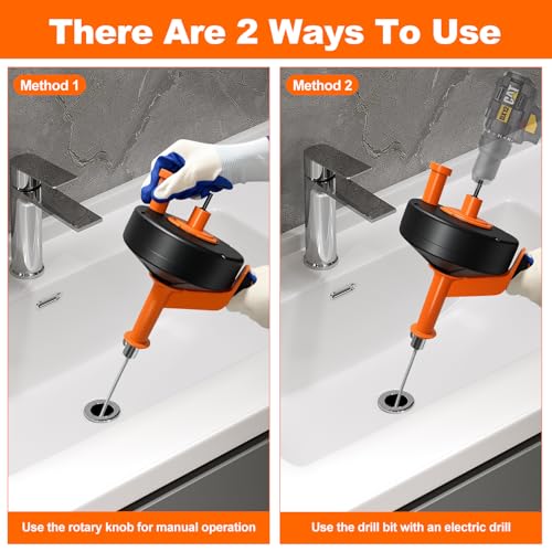 Pipe Cleaning Spiral [10 M] - Drain Cleaner Spiral with Drill Attachment - Ideal Drain Spiral for Environmentally Friendly Pipe Cleaning - Spiral Drain Pipe Cleaning for Sink, Kitchen, Bathroom | High-strength galvanised steel spring core