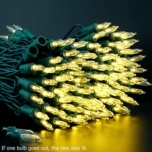 YULETIME Warm White LED Christmas Lights with Green Wire, 66 Feet 200