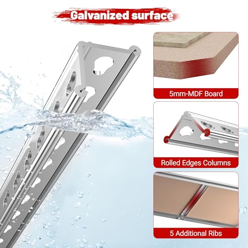 2020LBS Garage Shelving Heavy Duty 5 Tier Storage Shelves Adjustable Metal Shelving for Basement, Warehouse, Pantry, Closet, Kitchen, Easy Assembly, 90cm x 40cm x 180cm, Galvanized, White