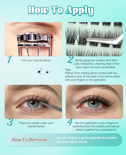 Obeyalash YLB09 Press E Go Lashes 130 Self-Adhesive Cluster Lashes Press and Go Lashes Wispy C Curl 8-14mix No Glue Eyelashes Self Adhesive Eyelash Natural Stick On Lash Resuable (YLB09)
