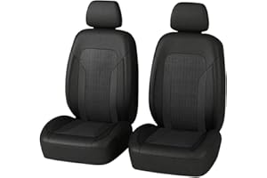 CARLEEF 4PCS Cooling Car Seat Covers,Breathable Front Seat Covers with Mesh Construction and Foam Padding,Car Seat Protector to Reduce Back Sweating,Universal Car Interior for Car SUV (Black)