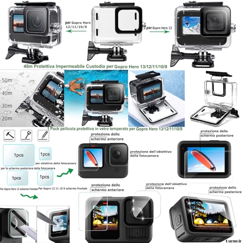 Gurmoir Action Camera Accessory Kit for Gopro 13 12 11 10 9, Camera Action Kit Compatible with Gopro Hero 13 12 11 10 9 (DT16)