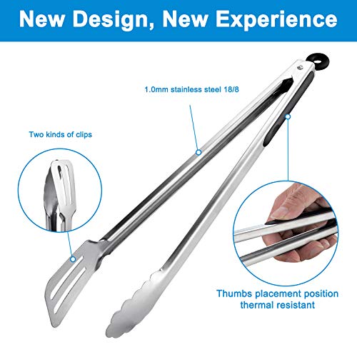 16inch & 12Inch Grill Tongs for Cooking BBQ Heavy Duty Extra Long