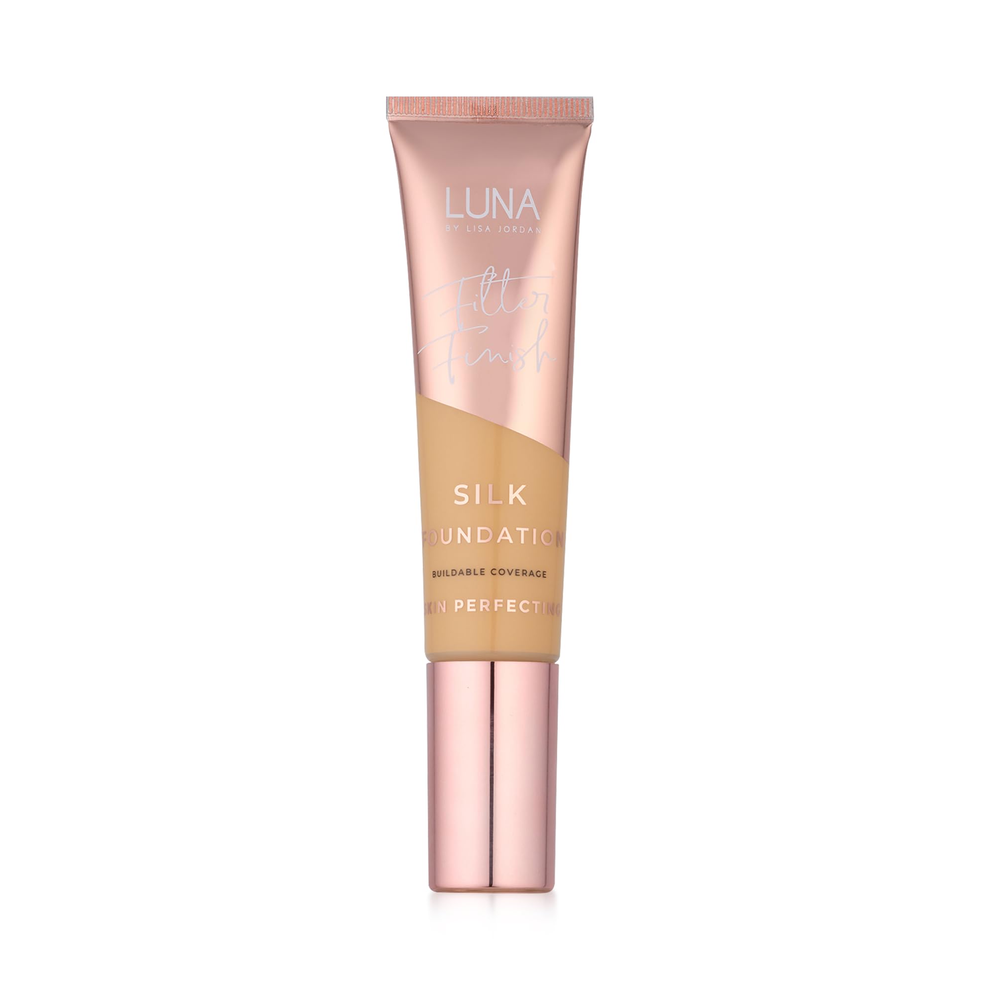 LUNA Silk Foundation in TAN Shade - Contains Hyaluronic Acid, Vitamin C & A, Aloe Vera, and Shea Butter - Brightening Dewy Foundation Makeup - Hydrating Cream Foundation for Dry Skin
