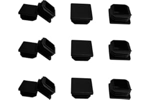 ZYYC 12 Pack 1.25 Inch Square Plastic Plugs, Black, Square Tube End Caps, Non-Slip, Anti-Scratch, Plastic Grip