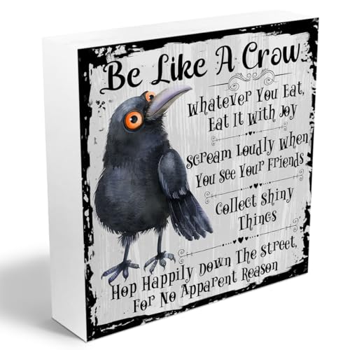 Funny Crow Wooden Box Sign