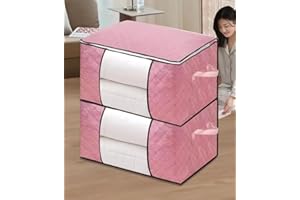 Large Storage Bags,Clothes Storage Bins Foldable Closet Organizers Containers with Durable Handles Thick Fabric for Blanket C