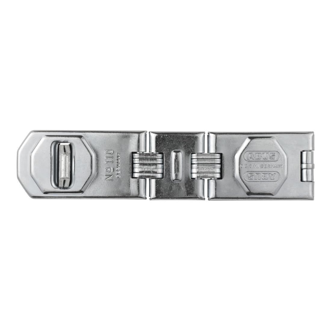 ABUS ABU110195HS 110/195 Hinged Hasp & Staple, Steel, Polished, Round, 19.5x4.5x1.25 cm, 0.75 lbs, Tools Lock