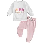 WZTYYDS Infant Baby Girl Fall First Birthday Outfit 1st Birthday Clothes Long Sleeve Sweatshirt Tops Elastic Waist Pants