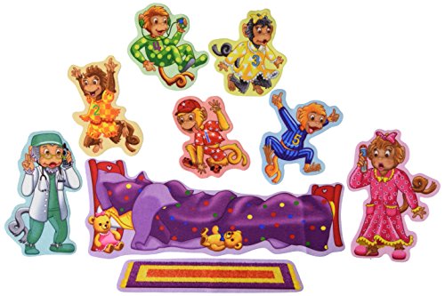Little Folk Visuals Five Monkeys Jumping on the Bed Precut Flannel/Felt Board Figures, 9 Pieces Set
