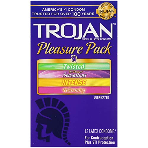 TROJAN PLEASURE VARIETY PACK LUBRICATED CONDOMS – 12 COUNT