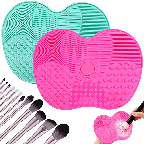 2PCS Makeup Brush Cleaning Mats,Silicone Makeup Brush Cleaner With