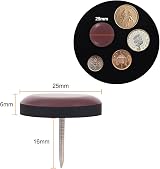GINOYA Teflon Furniture Sliders 20pcs 25mm Glides with Nail Coffee view 3