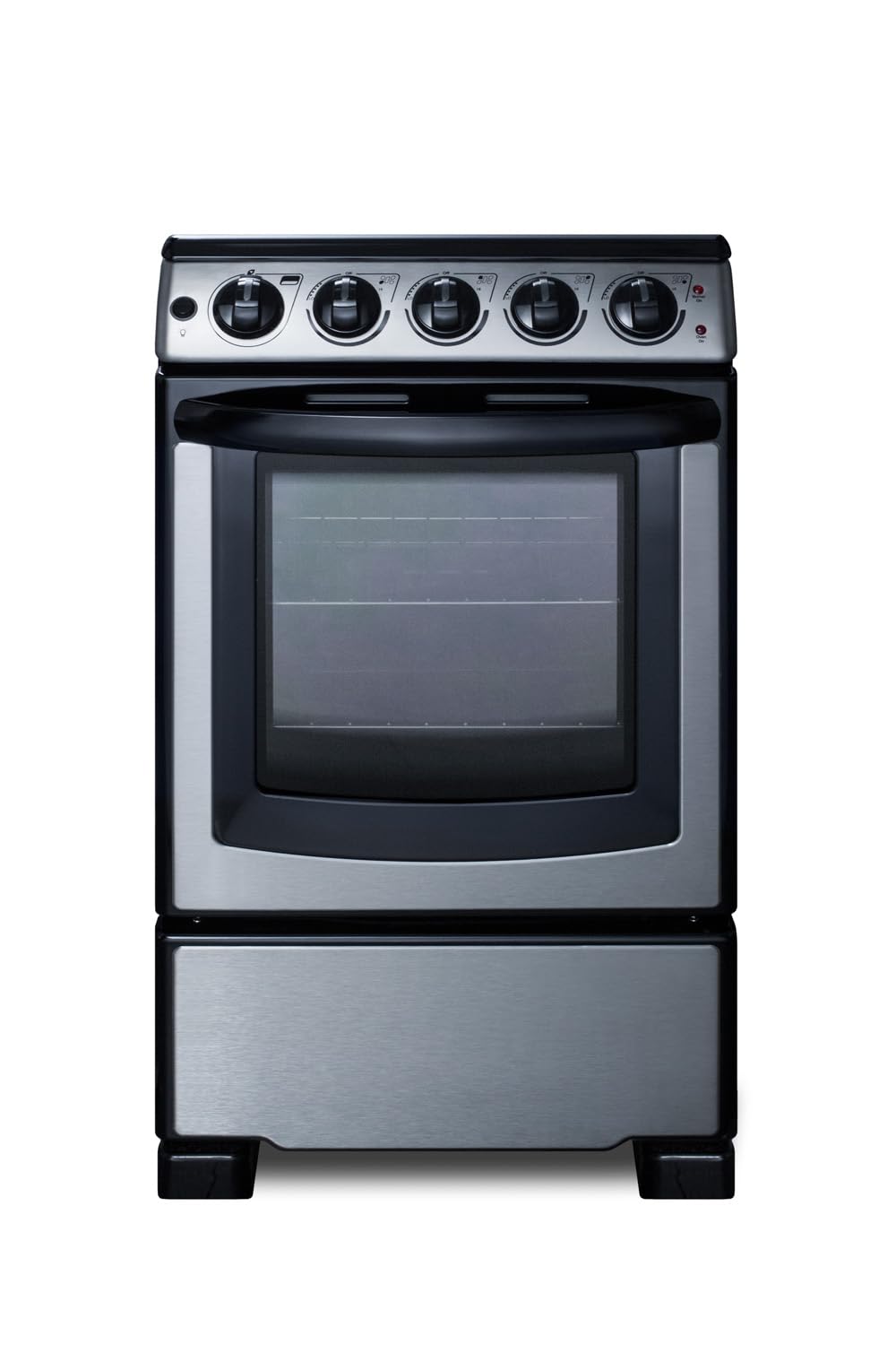 Summit 20” Electric Range, 2.3 cu.ft.Capacity Oven, Smooth Top, 220V 4 Burner Range- REX2071SSRT