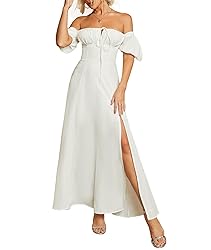 KUTUMAI Women's Summer Off Shoulder Maxi Dress Puff