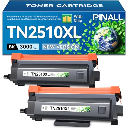 PINALL TN2510XL TN-2510XL Toner Compatible for Brother HL-L2400DW HL-L2400DWE DCP-L2620DW DCP-L2627DWE MFC-L2800DW MFC-L2827DW MFC-L2835DW MFC-L2860DWE Toner 2510 TN2510XL (with Chip, 2er-Pack)