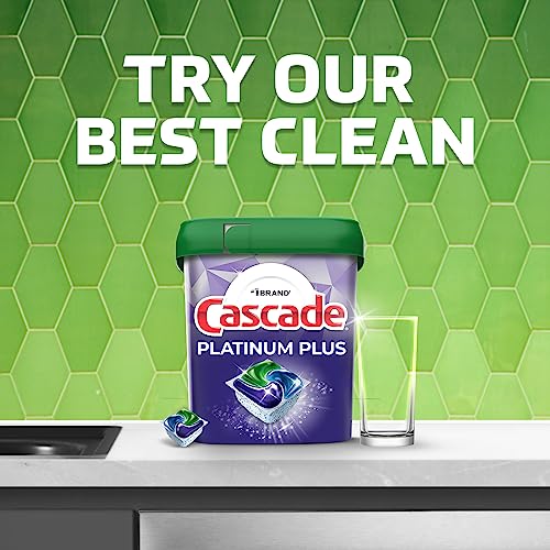 CASCADE PLATINUM DISHWASHER SOAP PODS, ACTIONPACS + OXI, FRESH, 62 COUNT OF DISHWASHER DETERGENT PODS