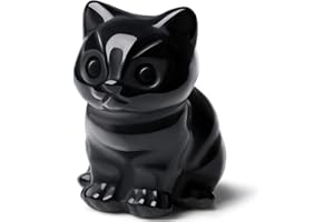 DUQGUHO Black Obsidian Cat Crystal Figurines Cat Decor Lucky Cute Cat Statue for Room Desk Decor Collection 1PC